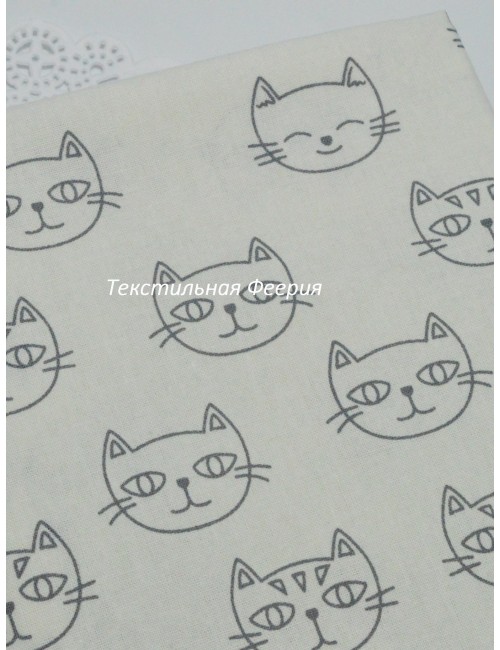 Ткань Котики на молочном